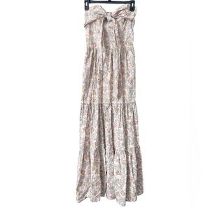Happy X Nature Floral Bohemian Cotton Strapless Tiered Maxi Dress Size Medium